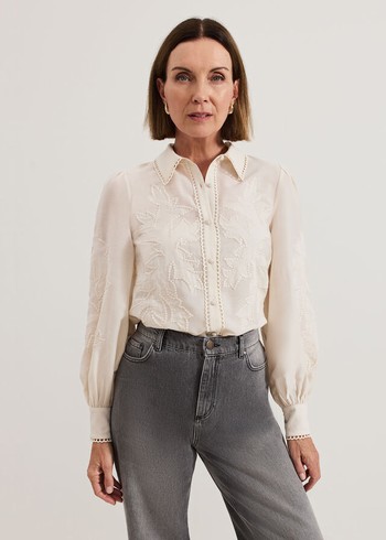 Phase Eight Aneira Sequin Shirts White Canada | PSTYZR-243